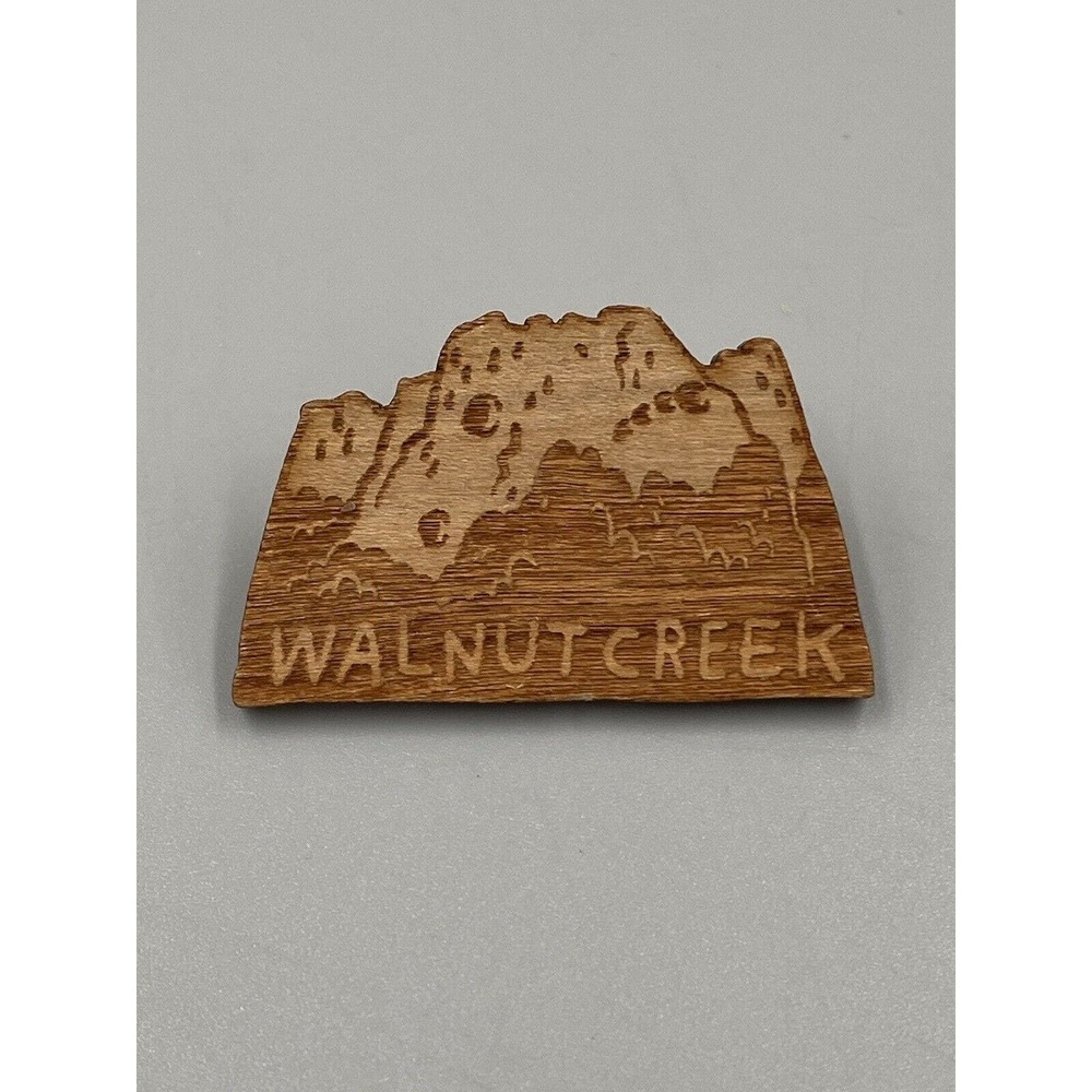 Vintage Wooden Style Walnut Creek Lapel Pin Brooch